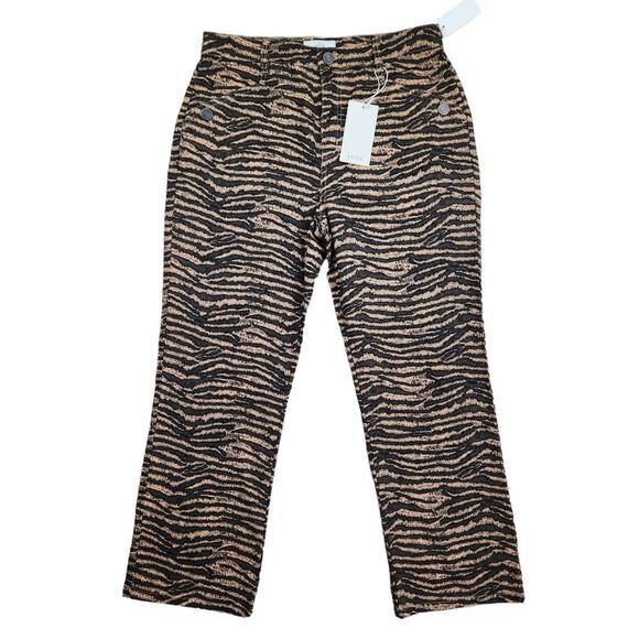 Joie -166 NWT Sharma Animal Print Ankle Pants in Biscotti Zebra Kick Fit Size 30 - Picture 3 of 12